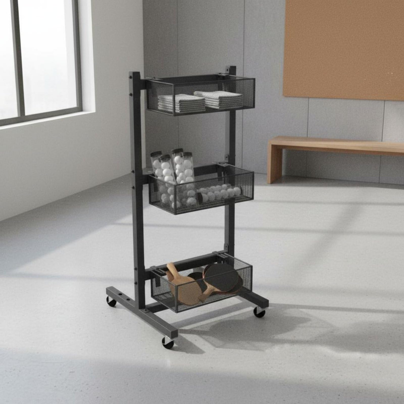 Pong Rack Holder Porta Racchette Pong, Nero Porta Racchette Da Tavolo - 48x20x42 Cm