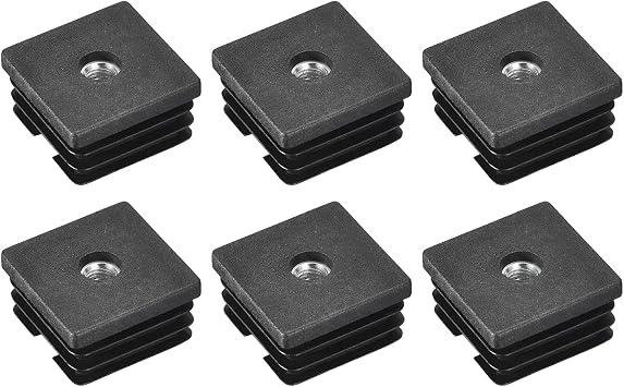 uxcell 6Pcs Inserts for Square Tubes with M8-1.25mm Thread, 1.5"x1.5" OD