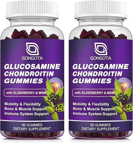 Miniatura 8 de Gomitas de condroitina de glucosamina, extra fuerte 1500 mg de glucosamina con MSM y saúco, suplemento de apoyo para las articulaciones, el mejor
