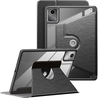 360 Rotating Case for Lenovo Tab M11 TB330FU 11"/Lenovo Pad 2024 TB331FC Tablet,Multi-Angle Viewing Stand Hard Shell Transparent Back Smart Cover with Pen Holder and Auto Wake/Sleep,Black