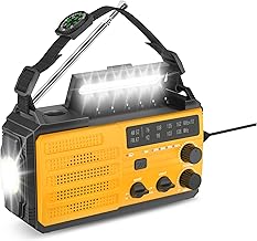 6000 mAh Emergency Wind Up Radio, Hand Crank Solar, AM/FM Radio with 3-Mode Flashlight, 2-Mode Reading Lamp, SOS Alarm with USB Phone Charger