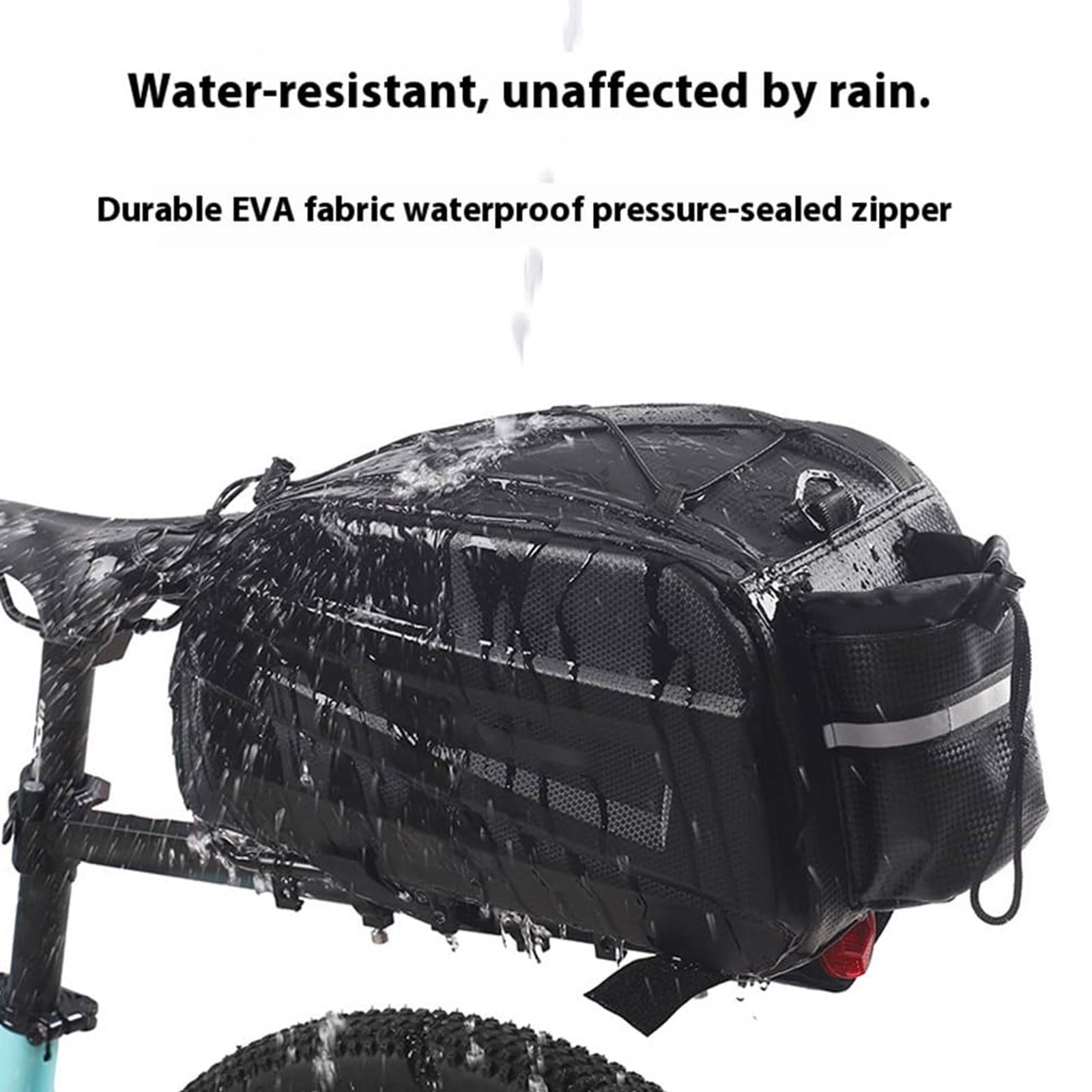 Bolsa para alforja de bicicleta 10L Impermeable Bolsa portaequipajes bicicleta Gran Capacidad con Rayas Reflectantes 3 en 1 Multifuncional Bolsa Asiento Trasero para Lluvia Ciclismo Viajes Camping