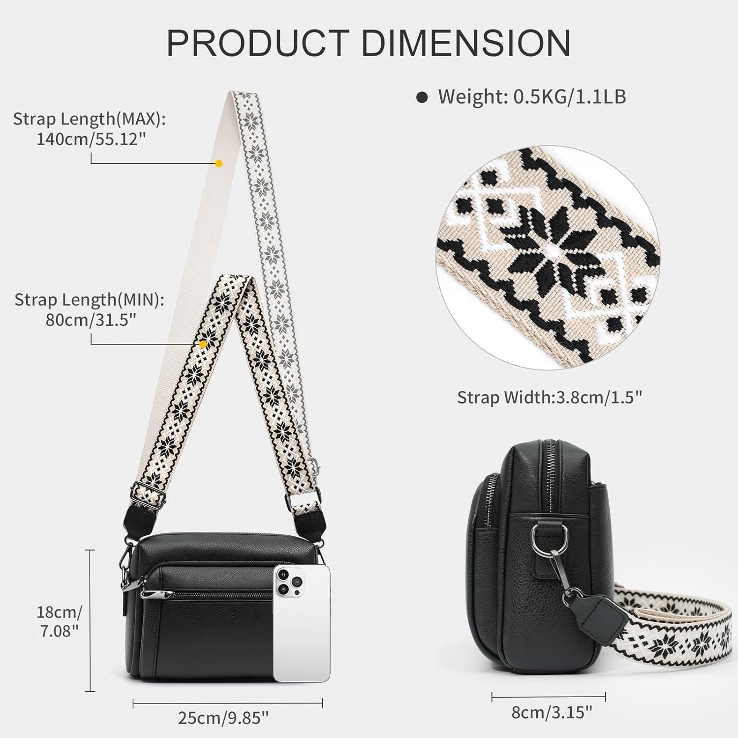 Small Leather Crossbody Bags for Women Anti theft Purses and Handbag Shoulder Hangbag with Wide Strap Tassel - Image 3