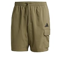 adidas Uomo Essentials Small Logo Cargo Chelsea Short Shorts, Olive Strata/Black