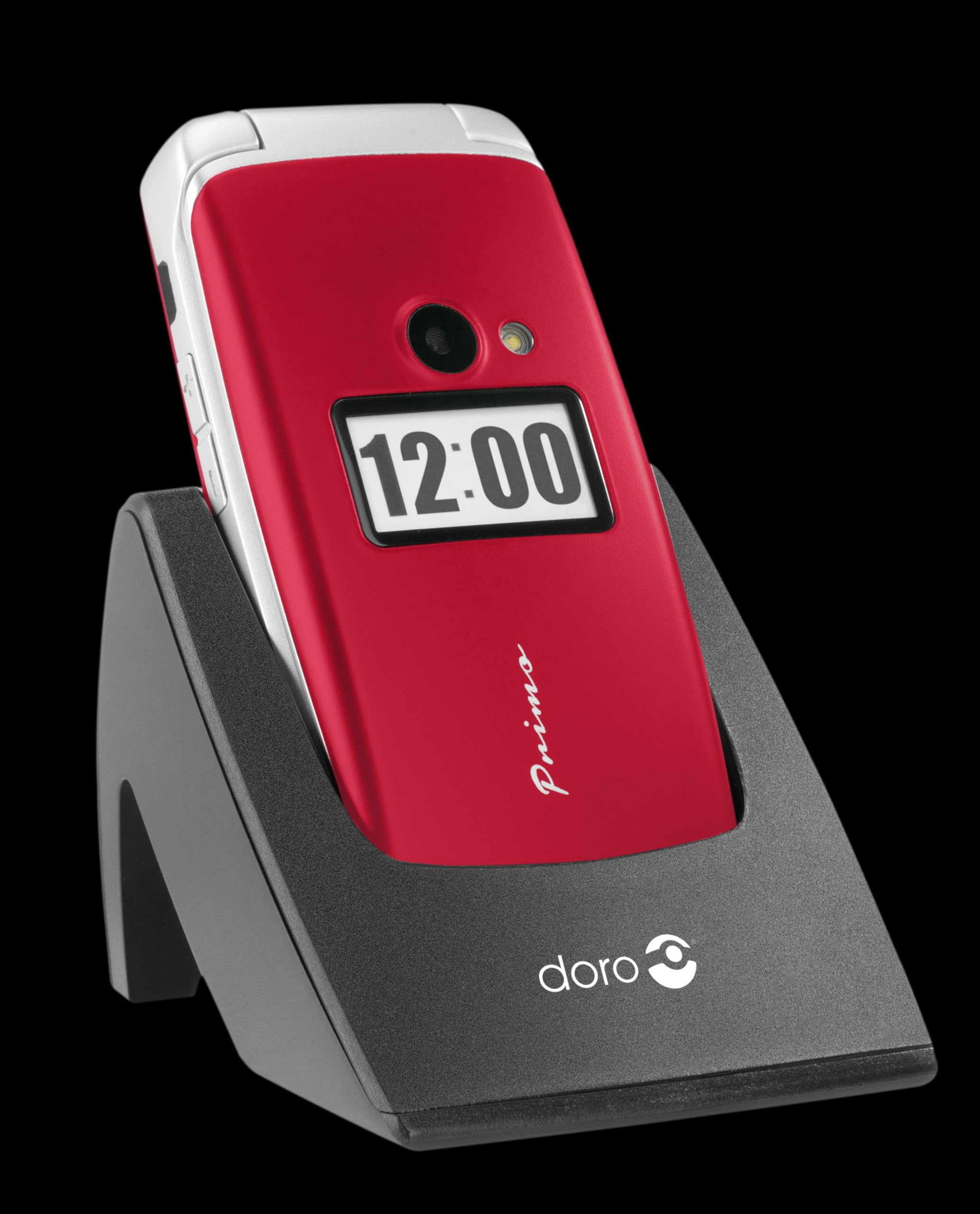 Primo 360014 by Doro Großtastenhandy mit Tischladestation rot