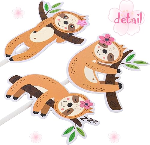 Miniatura 5 de 24 decoraciones de perezoso para cupcakes, suministros de fiesta de cumpleaños de perezosos, decoraciones de fiesta de perezosos para niños y niñas,