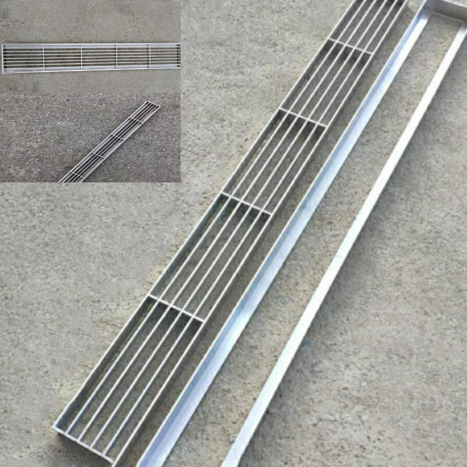 Edelstahl 304 Ablaufgitter & Rahmen Regenwassergitter für Betonboden Outdoor Innenhof 60 x 15 x 2,5 cm