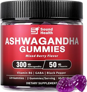Ashwagandha Gummies for Women & Men | Organic Ashwagandha Supplement with Vitamin B6, Black Pepper | Vegan, Plant Based, Non-GMO, Gluten-Free - 120 Count 60-Day Supply