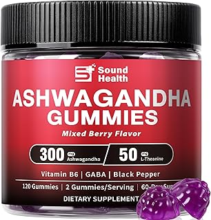 Ashwagandha Gummies for Women & Men | Organic Ashwagandha Supplement with Vitamin B6, Black Pepper | Vegan, Plant Based, Non-GMO, Gluten-Free - 120 Count (60-Day Supply)