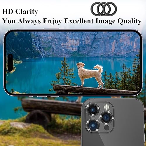 Miniatura 4 de Protector de lente de cámara compatible con iPhone 14 ProMax (6.7 pulgadas), cubierta de anillo de cámara de vidrio templadofunda resistente a