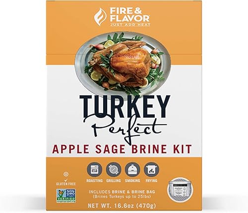Fire & Flavor All Natural- Kit de salmuera de hierbas perfectas para pavo, perfecto para asar, asar a la parrilla, ahumar, freír, 16.6 onzas
