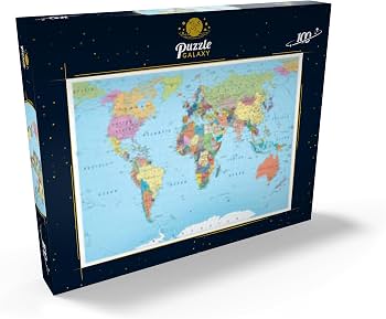 MyPuzzle 500 Teile Kinder-Puzzle – Bunte Cartoon-Weltkarte, 48x34 Cm, Für Kinder Ab 10 Jahren