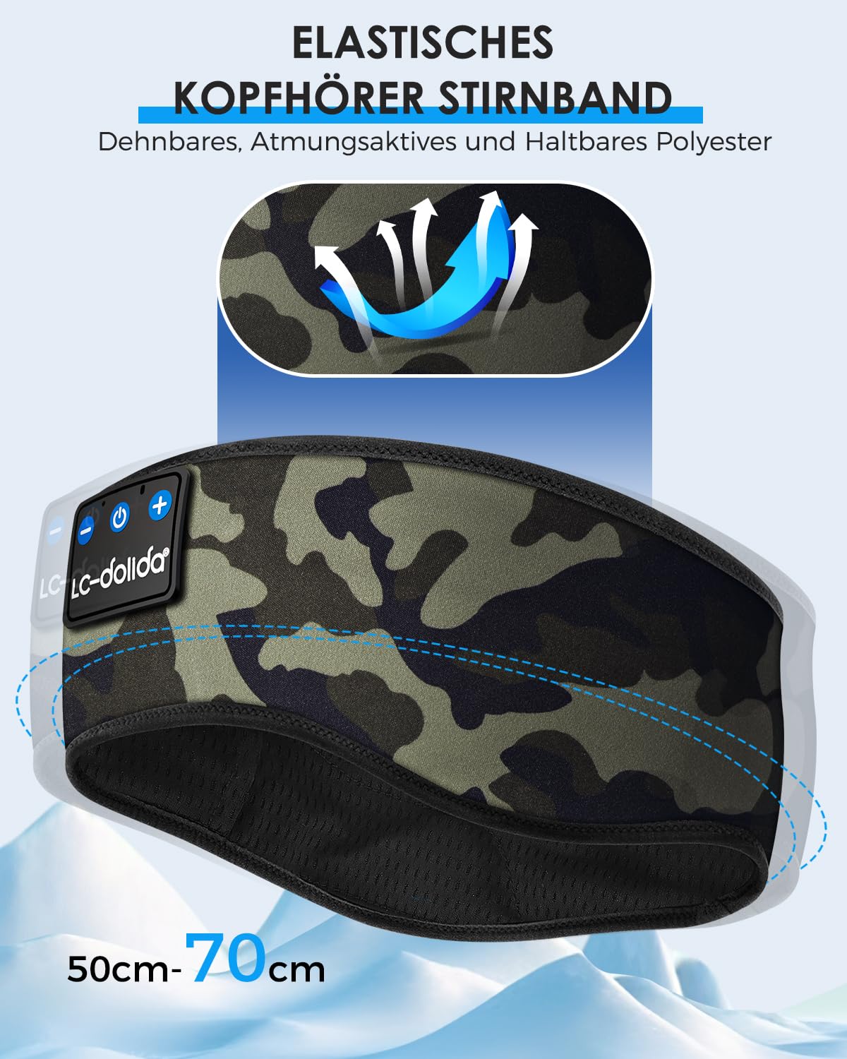 LC-dolida Schlafkopfhörer Bluetooth Kopfhörer Schlafen, Kabellos Sport-Kopfhörer Stirnband 15+ Stunden Lange Spielzeit Leichte Schlafstirnband mit HiFi-Stereo,Ergonomisch Tech Gadgets