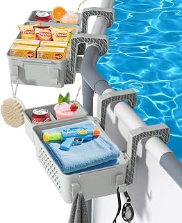 【2026 Upgrade】 2 Sets Poolside Storage Basket with Cup Holders