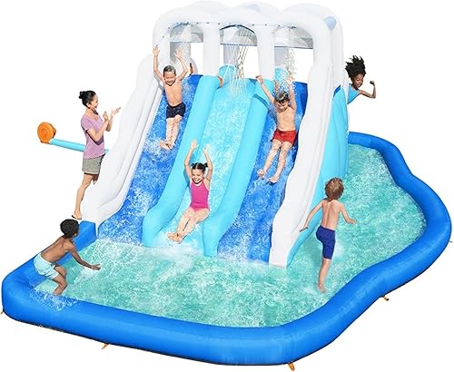 Miniatura 7 de Bestway H2OGO! Parque acuático inflable para niños Lava Splash Tobogán al aire libre, pared de escalada, piscina de chapoteo, aspersor Ideal