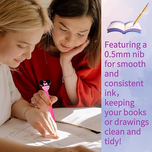 Miniatura 6 de HL Hope&Luck 5 bolígrafos de orejas de personaje con cabeza de ratón, bolígrafo para adultos y niños, bolígrafos retráctiles de dibujos animados