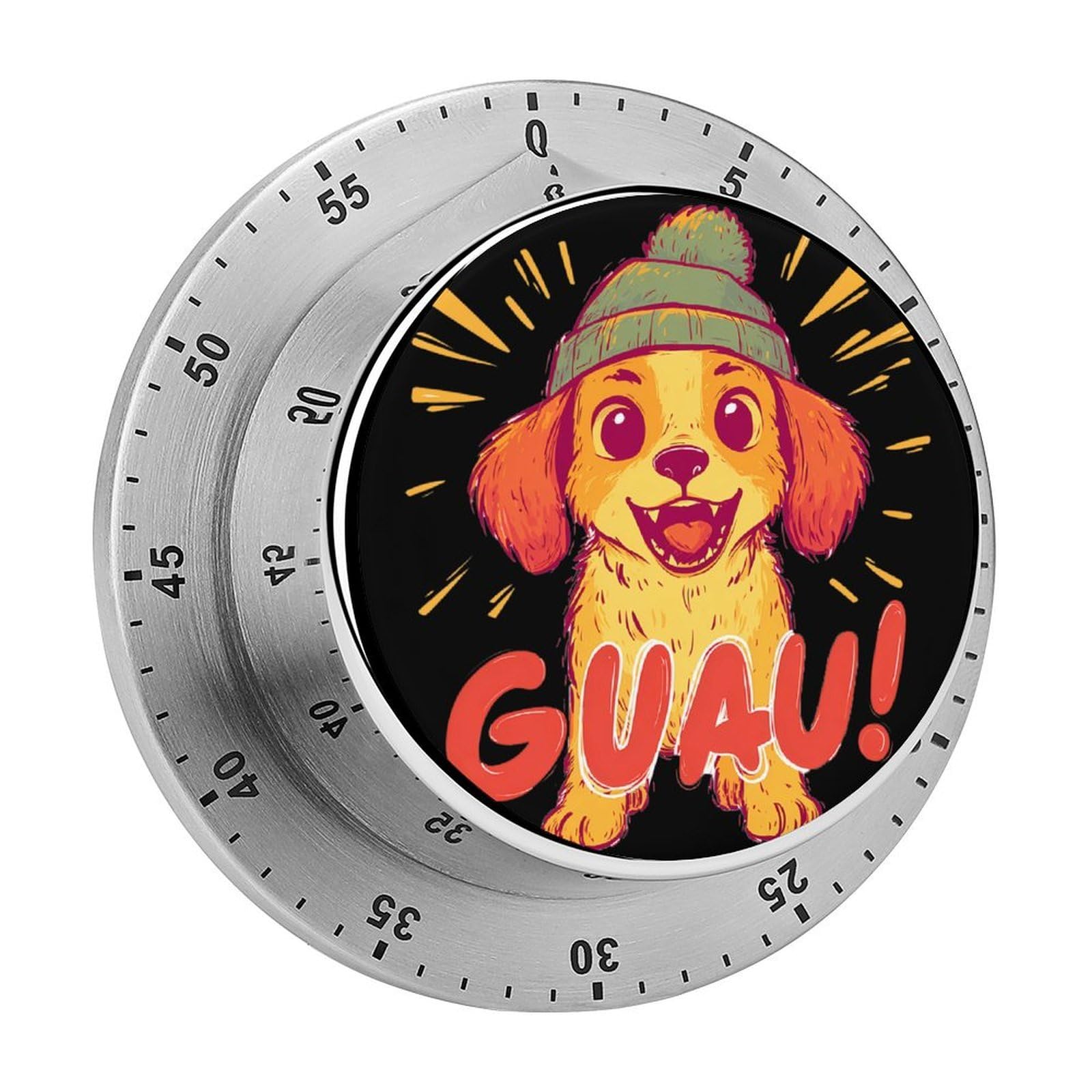 Happy Puppy in Knitted Hat Mechanical Timer with Alarm for Kitchen Cooking Productivity Stainless Steel Timers