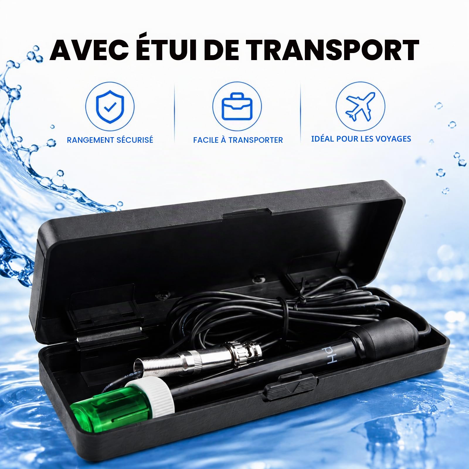 Longue Corps pH Électrode avec BNC Prise Sonde 300cm Câble 0-14pH pour pH Mètre, pH Manette pH Dispositif Économique Capteur