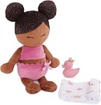 LullaBaby - Washable Bath Dolls for Real Water Play - 3-Pieces Set of Soft Plush Dolls - Pink Carrying Basket with Star Cutouts - Pretend Play - Tub Toy for Kids 2 Years +