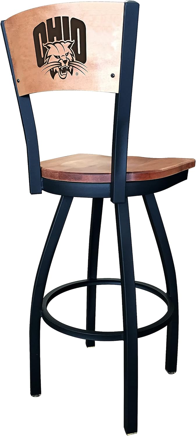 Holland Bar Stool Co. L038-25" Black Wrinkle Ohio University Swivel Bar Stool with Laser Engraved Back by The