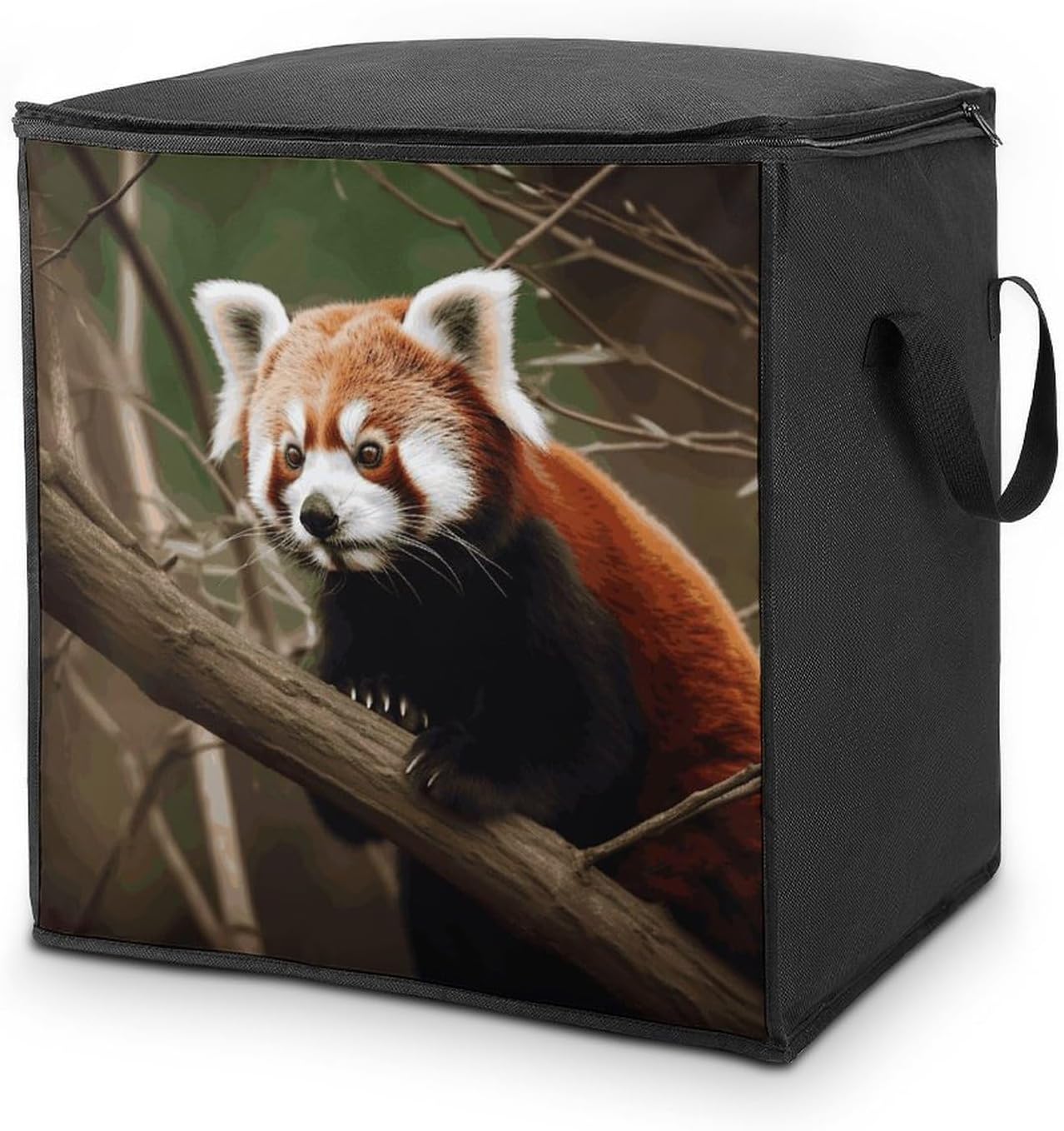 Clothes Storage Bag Personalized Durable Foldable Large Toy Storage Bags with Zipper Moving Bags Luggage Organizer Red Panda on Tree Branch Printed Bags