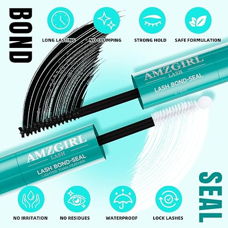 AMZGIRL Black Bond and Seal Lash Glue,Waterproof Lash Cluster Glue