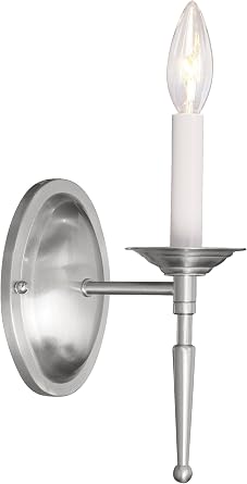 Livex Lighting 5121-91 Williamsburgh 1-Light Wall Sconce, Brushed Nickel