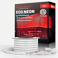 Vista 51 de Shine Decor Tira de luces LED de cuerda AC 120V, tira de neón eco sin puntos de 120LEDs/M, conectable y cortable, ETL IP65 impermeable y resistente