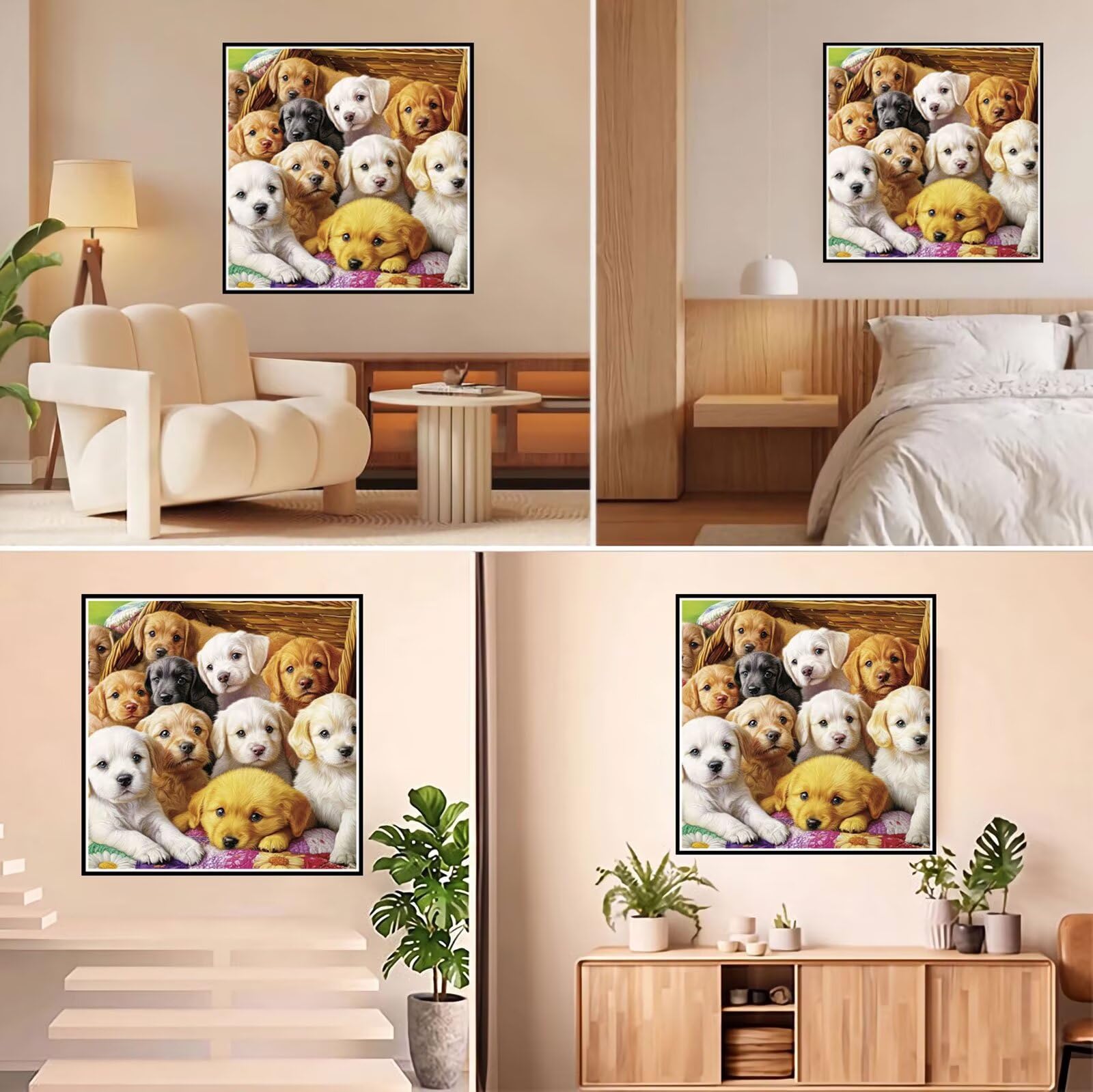 Broderie Diamant Kit Complet 5D, Chien Diamond Painting Adulte Plein Foret, Peinture Diamant pour Adulte Enfant Débutant, Loisirs Créatifs de Détente et Décoration Maison, Animal 70x70cm FX#448