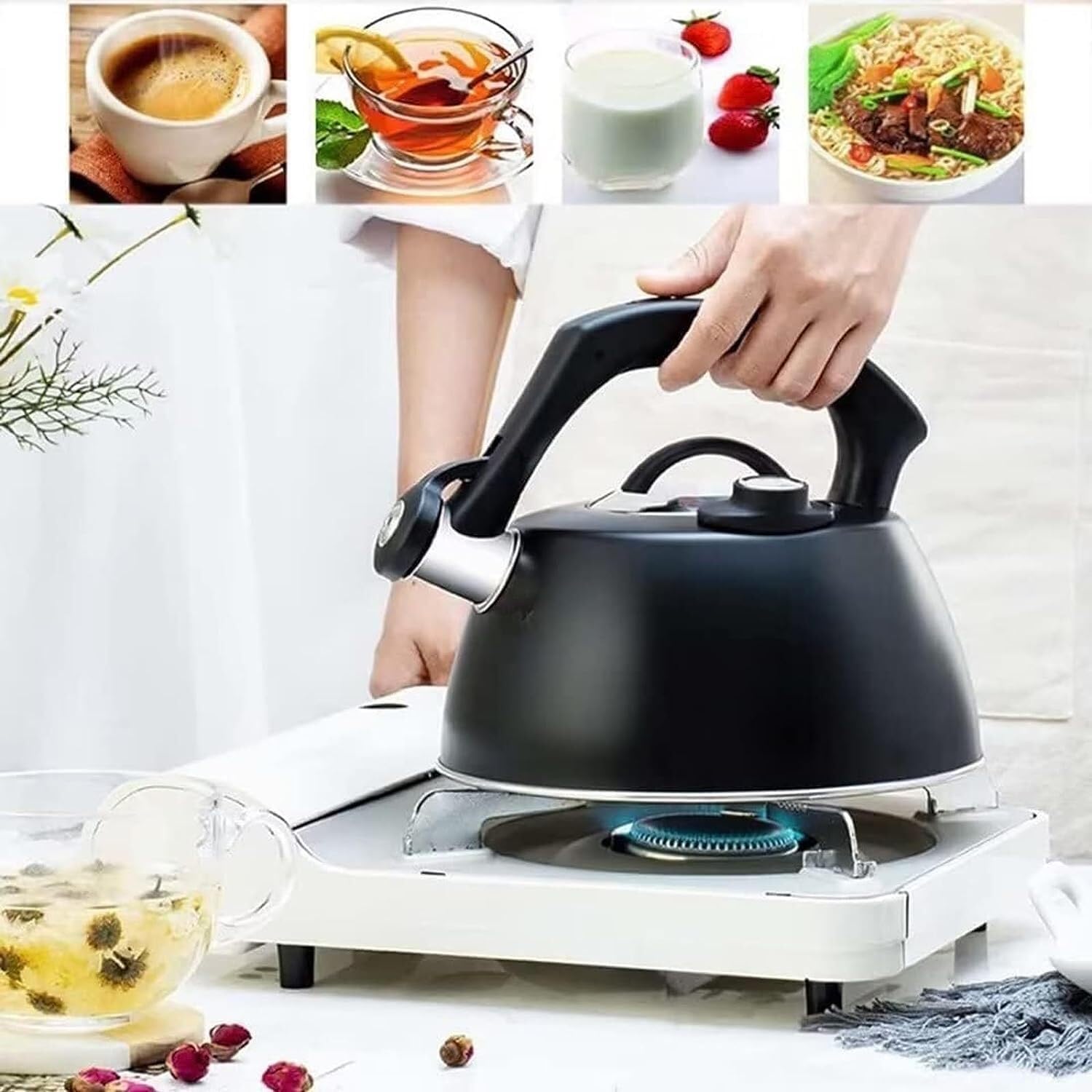 Czajnik Kuchenka Gazowa Czajnik Do Herbaty Z Gwizdkiem Ze Stali Nierdzewnej I Ergonomicznym Uchwytem Czajnik Do Domu