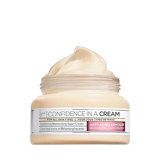 IT Cosmetics Confidence in a Cream Anti Aging Face Moisturizer - Improved Formula - Reverses 10 Signs of Aging Skin in 2 Weeks, 48HR Hydration with Hyaluronic Acid, Niacinamide + Peptides