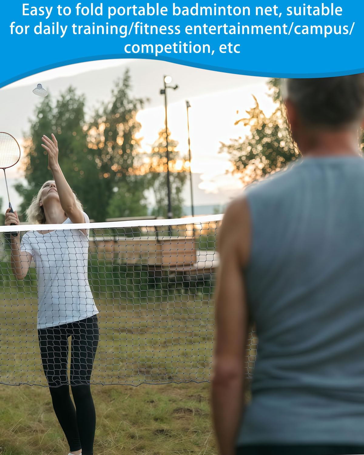 BARRU 1 pcs Rete da Badminton Portatile,Rete da Pallavolo Regolabile Pieghevole,Rete da Tennis Standard per Giardino Spiaggia Sportivo All'Aperto 6.1x0.76m nero