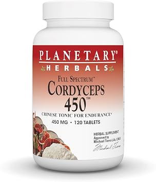 Planetary Herbals Cordyceps 450 Full Spectrum, Chinese Tonic for Endurance