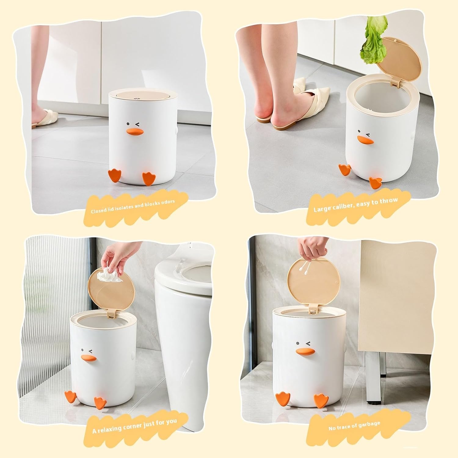 ljhnba Shape Trash Can Silicone Sealed Lid Modern Waste Bin for Small Living Space Kitchen Bathroom Accessories Small Trash Bin