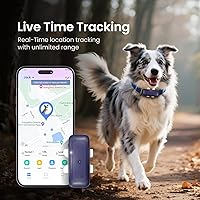 Vista 2 de Rastreador de perros con GPS para gatos, impermeable, ligero, mini rastreador con alertas de escape de ubicación en tiempo real, iOS y Android, se