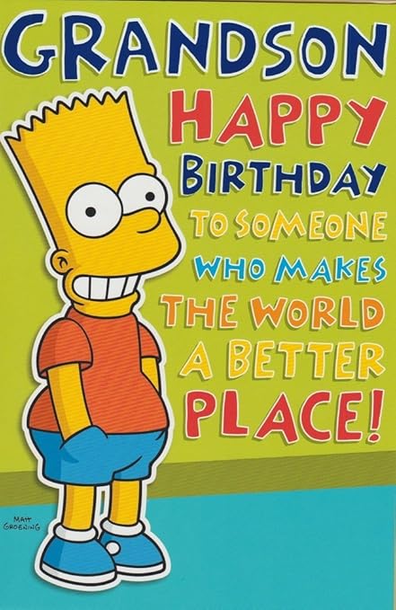 Grandson Happy Birthday Bart Simpson Amazon Co Uk Stationery Office Supplies Grandson Happy Birthday Bart Simpson Amazon Co Uk Stationery Office Supplies