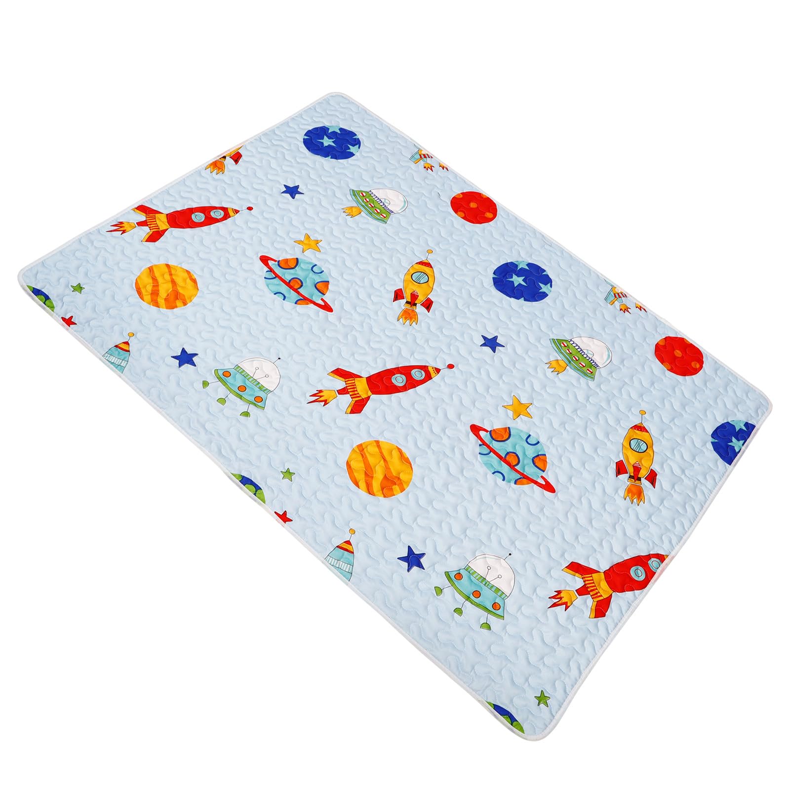 KESYOO Tapis D’Éveil pour Bébé 100X130 CM en Coton Bleu Tapis de Antidérapant et Anti-Éclaboussures pour Chaise Haute Polyvalent pour Repas et Activités D’Intérieur et Extérieur