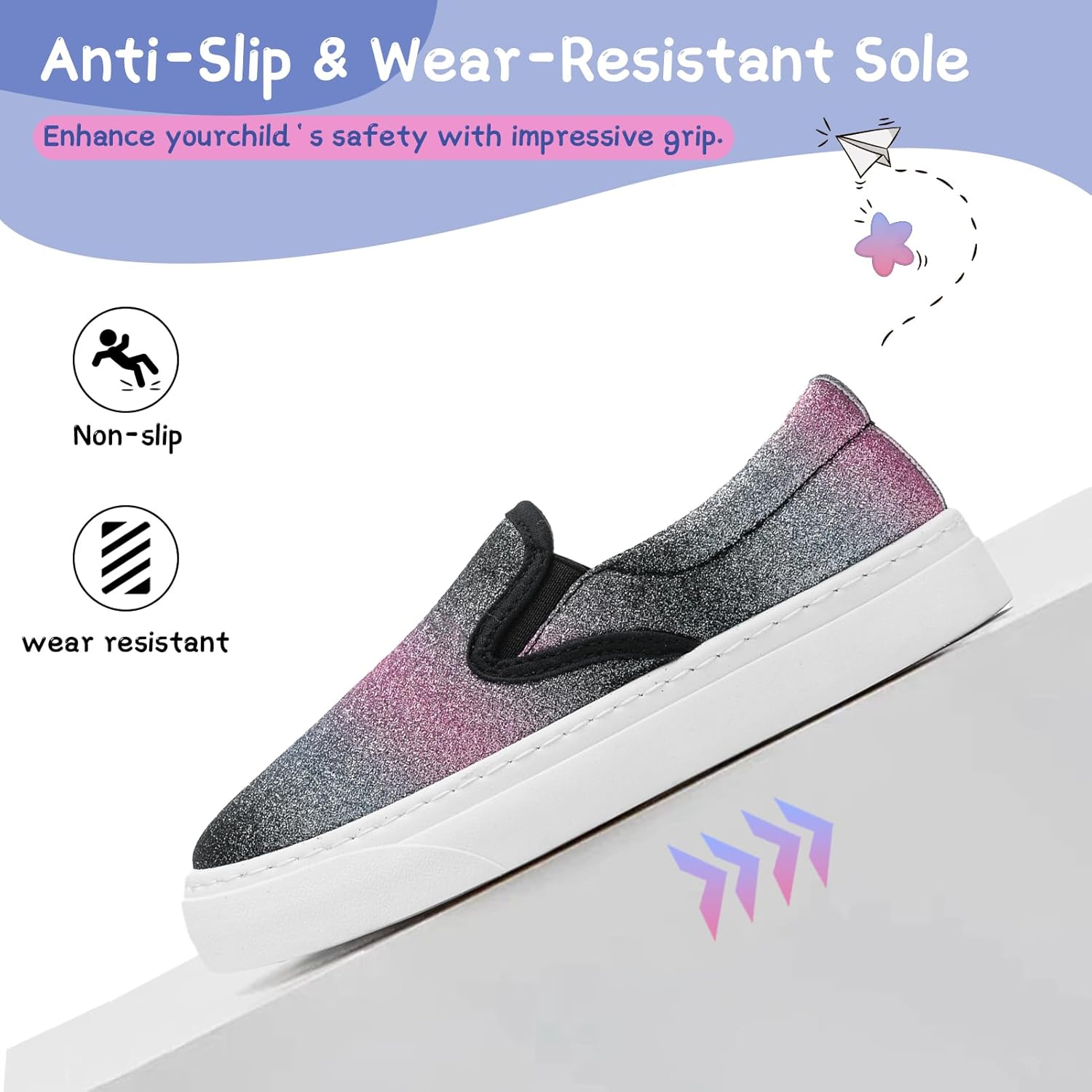 Toddler Sneakers for Girls Boys Low Top Slip On Kids Canvas Casual Shoes Comfortable Walking Sequins Glitter Shoes - Image 3