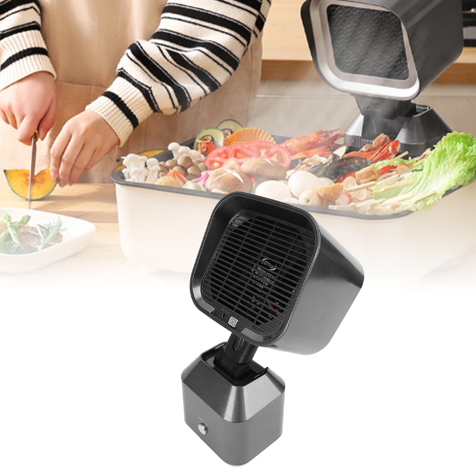 Ejoyous Tragbare Mini-Dunstabzugshaube mit 2 Geschwindigkeitsstufen, Abnehmbarem Filter, Ölauffangschale für Wohnung, Wohnmobil, Kochen, Grillen