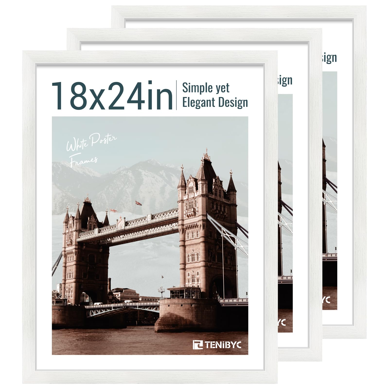 TENIBYC 18x24 White Wood Frame 3 Pack