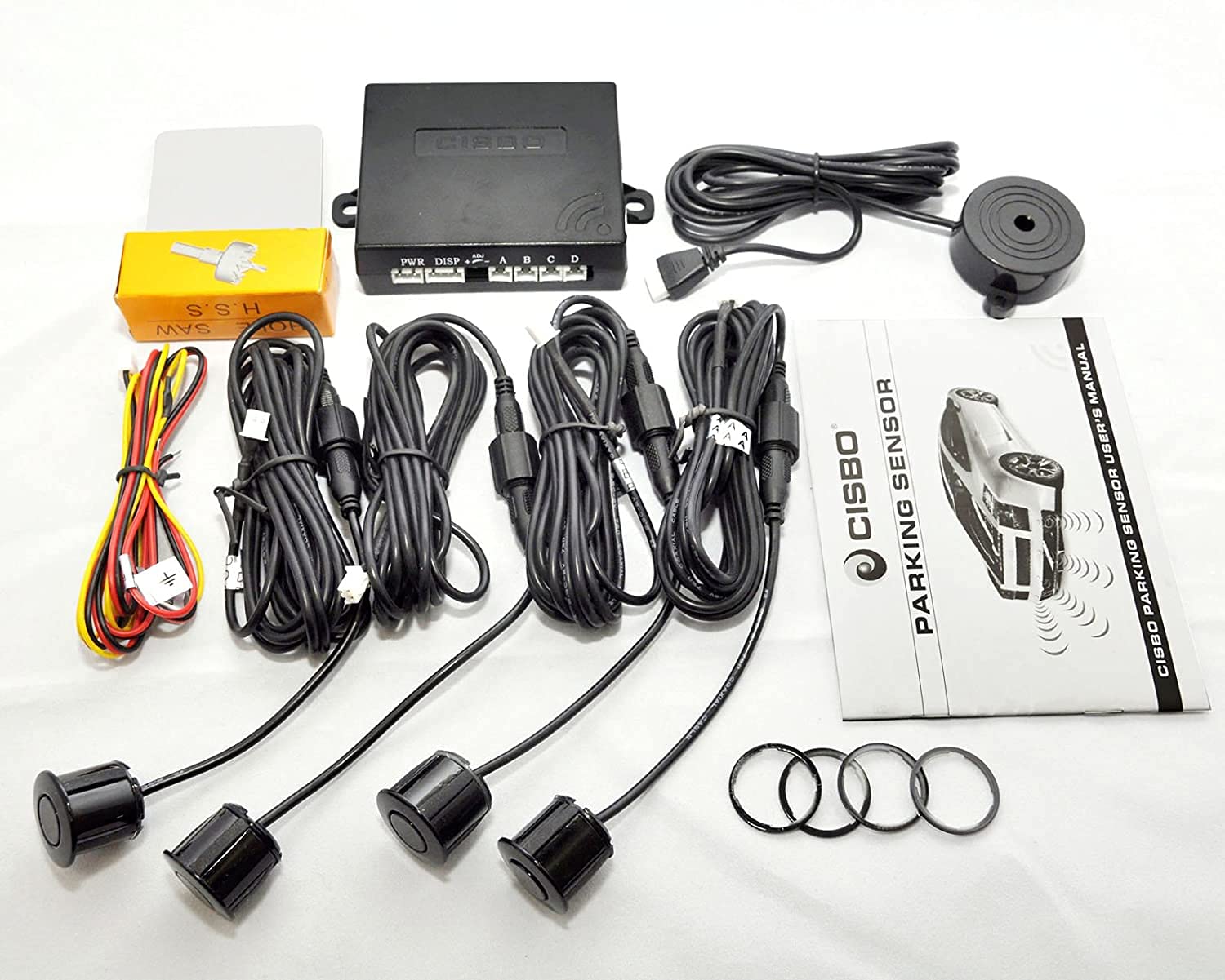 SB397 Parking Reverse Sensors Audio Buzzer Alarm Canbus Kit, Black, Set of 4 — view 7