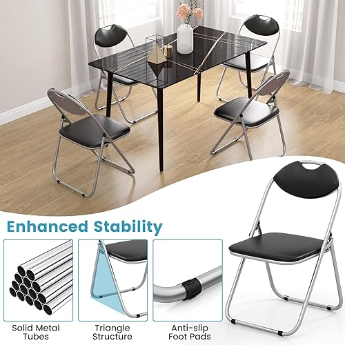 Miniatura 6 de GOFLAME Paquete de 6 sillas plegables, sillas de comedor plegables con cojín acolchado y respaldo, asiento comercial portátil para interiores y