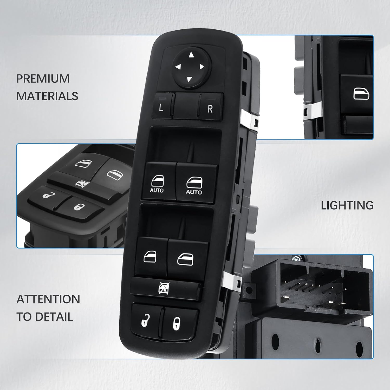 Power Window Control Switch | Front Driver Side | 11 Pins | Compatible with 2011-2013 Dodge Durango, 2011-2013 Jeep Grand Cherokee | OE 68030823AE | Window Buttons