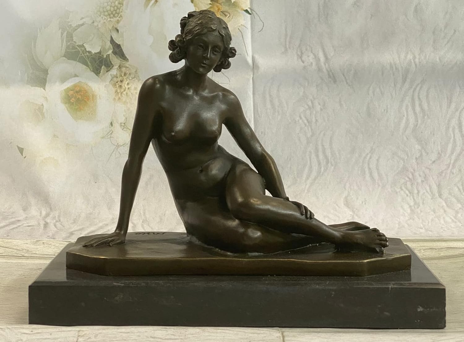 Elegant Signed by Milo Bronze Marble Statue Nude Female Bust Sculpture Figure
