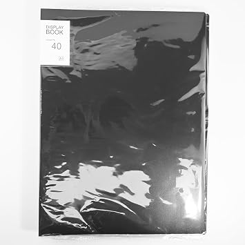 A3 Display Book Folder 40 Pockets Presentation with Clear Plastic Sleeves, Sleeves Art Storage for Painting Artwork Portfolio - Black (43.5x31.5x2.8 cm)