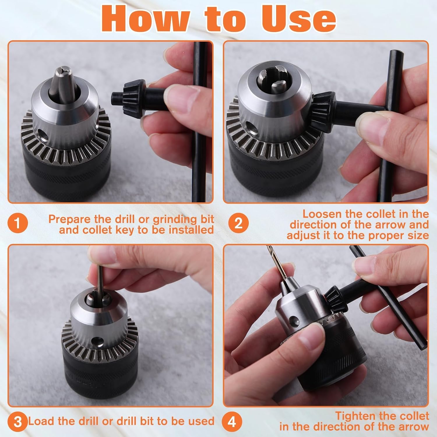 6Pcs Drill Chuck Key Wrench Set 3/4" 5/8" 1/2" 3/8" 1/4" Drill Press Chuck Key and 4 in 1 Drills Chuck Key Multifunctional Replacement Drill Clamping Wrench for Electric Drill Clamping Tool