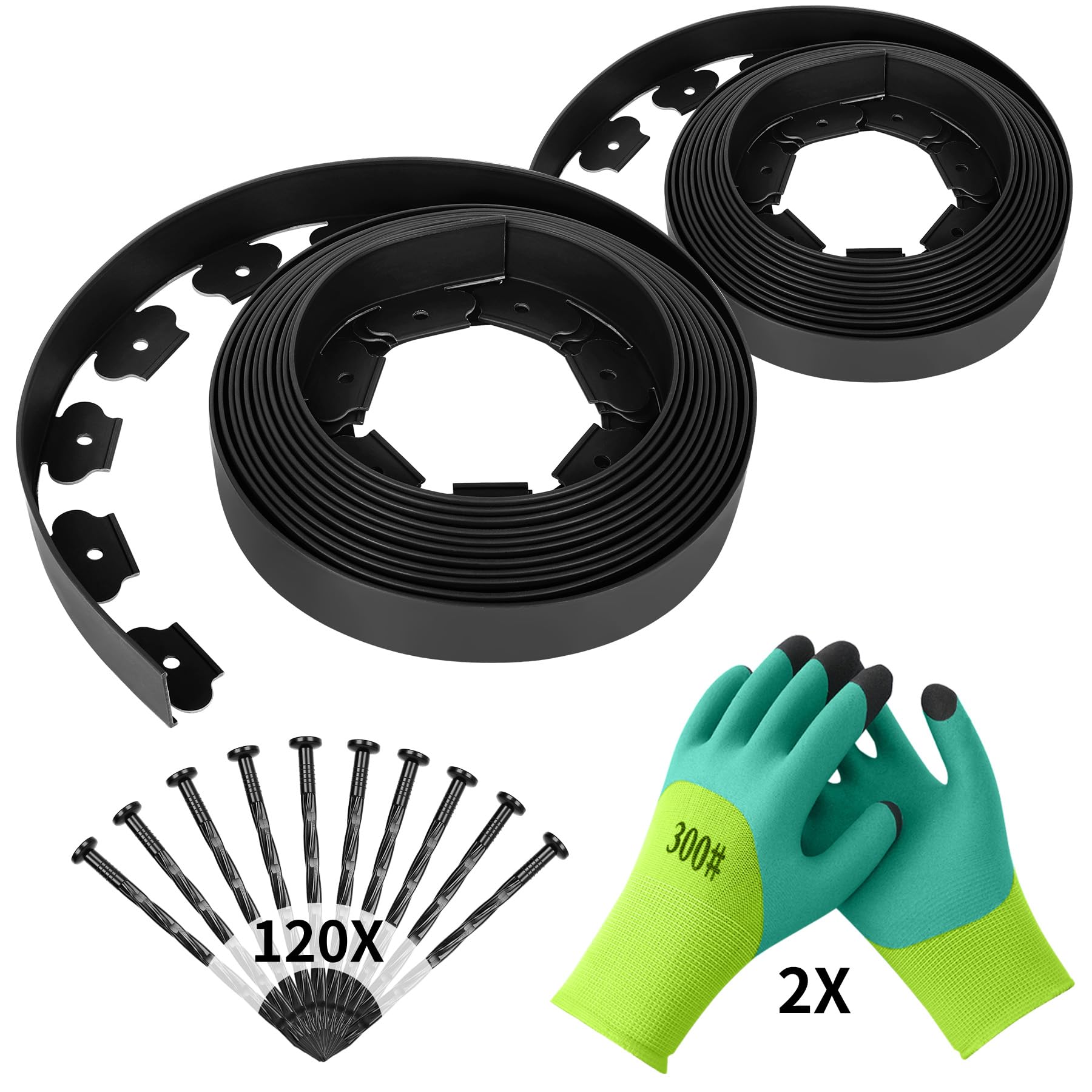 Forever Speed Flexible Rasenkante aus Kunststoff 10m x 5cm(LxH) [Erdanker + Handschuhe] Beetbegrenzung Beeteinfassung Beetumrandung