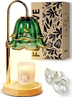 Flower Candle Warmer Lamp with Timer Dimmable Green, Adjustable Height C...