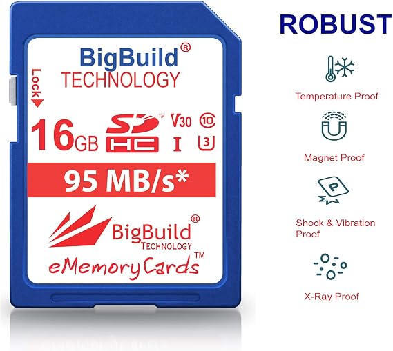 16GB UHS-I U3 95MB/s Memory Card For Pentax K-1, K-1 II, K-70, K-S2, KP, Ricoh GR-II, WG-50, WG-60 Camera