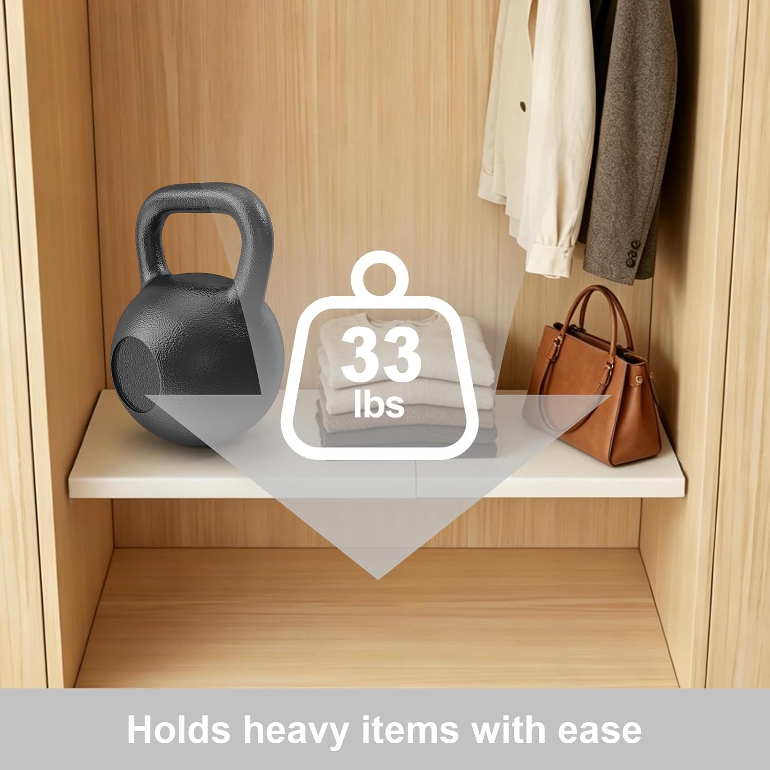 Cream White Adjustable Shelf for Closet (L：14.2-24.4in W：11.81 in)